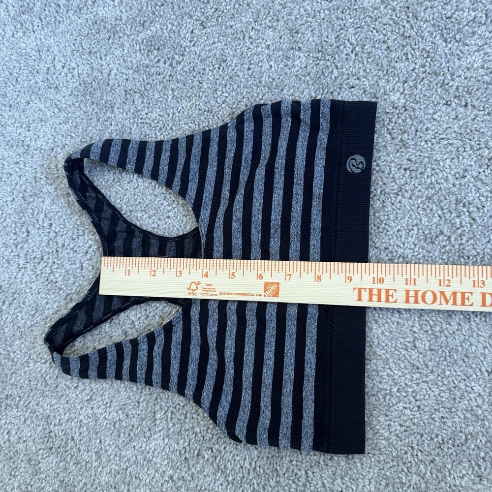 Black and Grey Striped Bally Sports Bra No Cup Inserts Size S - Picture 9 of 10